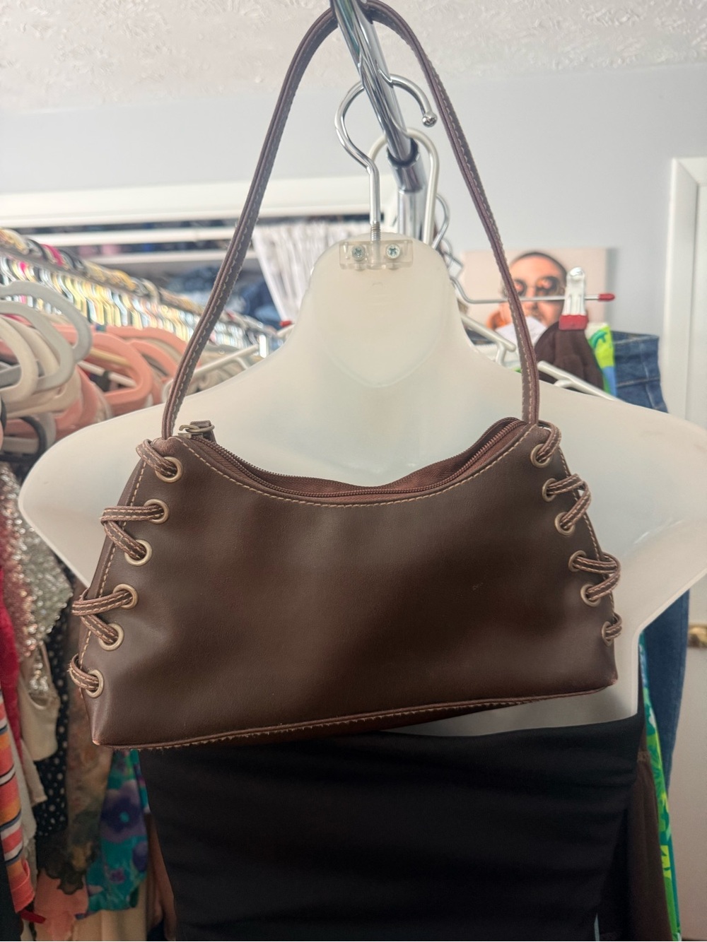 Y2K Classic Brown Leatherette Shoulder Bag - Women